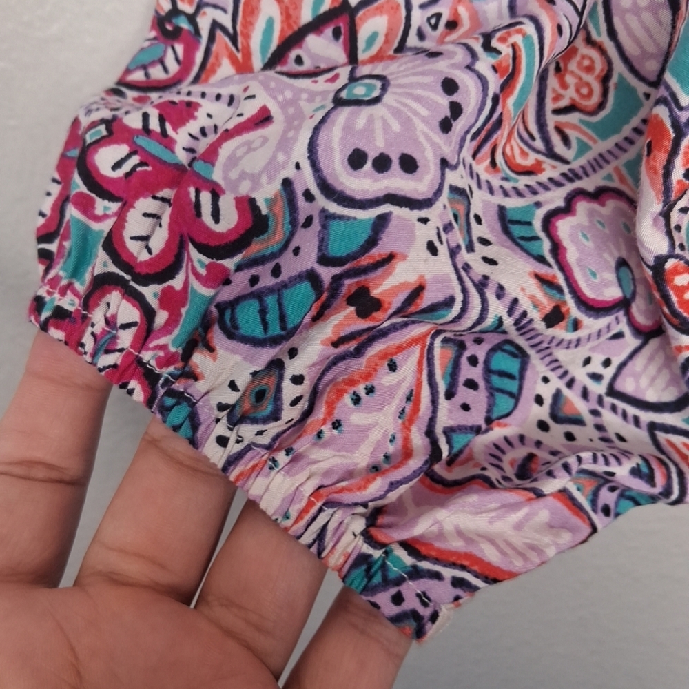 Savanna Jane Mixed Print Floral Embroidered Blouse Ruffle Tie Neck Boho L - Picture 9 of 16